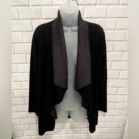 CLOTHES women black wool open cardigan/size M - Picture 2 of 8